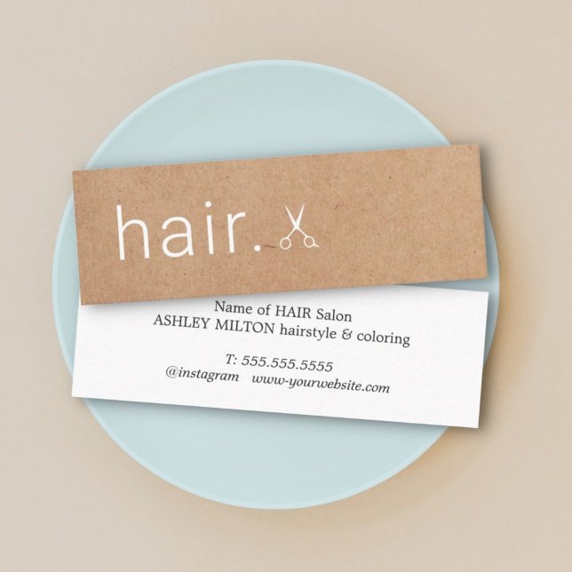 Minimal Elegant Printed Kraft Scissors Hairstylist Mini Business Card (Creator Uploaded)