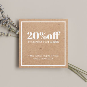 Minimal Elegant Printed Kraft White Holiday Coupon Card