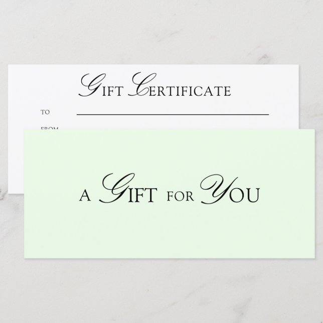 Minimal Elegant QR Code Green Gift Certificate (Front/Back)