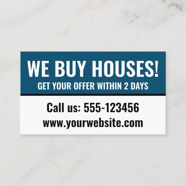 Minimal Elegant Real Estate Investor We Buy Houses Business Card (Front)