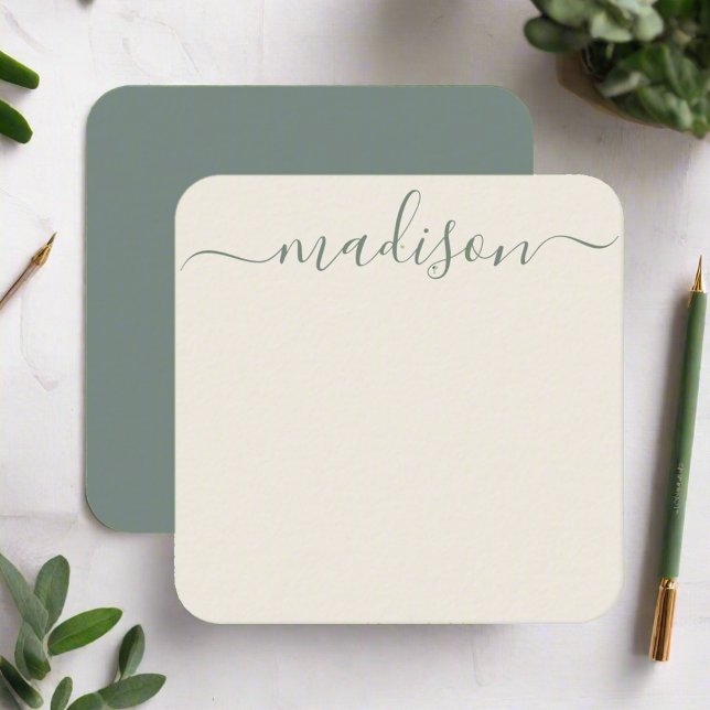 Minimal Elegant Sage Green Typography Script Card (Creator Uploaded)