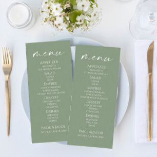 Minimal Elegant Sage Green Wedding Food Menu