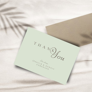 Minimal Elegant Sage Typography Script Wedding Thank You Card