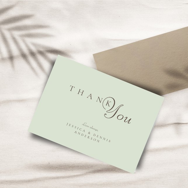 Minimal Elegant Sage Typography Script Wedding Thank You Card (Creator Uploaded)