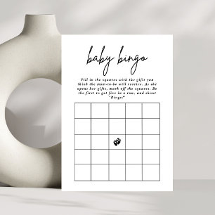 Minimal Elegant Script Baby Bingo Baby Shower Game Invitation
