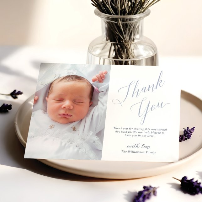 Minimal & Elegant Script Baptism Photo Thank You Card (Minimal & Elegant Script Baptism Photo Thank You)