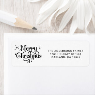 Minimal Elegant Script Black White Merry Christmas