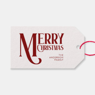 Minimal Elegant Script Burgundy Red Christmas Gift Tags