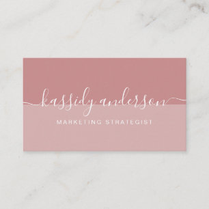 Minimal Elegant Script Business Logo Two-Tone Pink Card