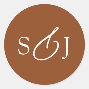 Minimal Elegant Script Monogram Classic Round Sticker