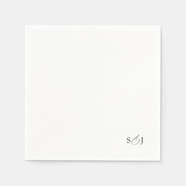 Minimal Elegant Script Monogram Napkin (Front)