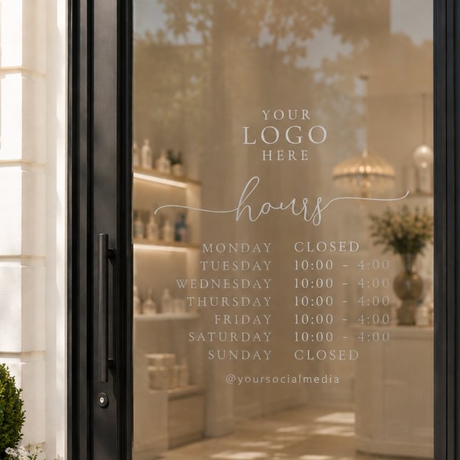 Minimal Elegant Script Opening Hours Business Logo (Creator Uploaded)