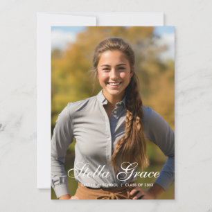Minimal Elegant Script Photo Graduation Announcement