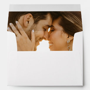 Minimal Elegant Script Photo Liner Wedding Envelope