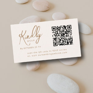 Minimal Elegant Script QR code Boho Wedding RSVP Enclosure Card