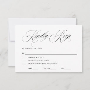 Minimal Elegant Script Wedding RSVP Card