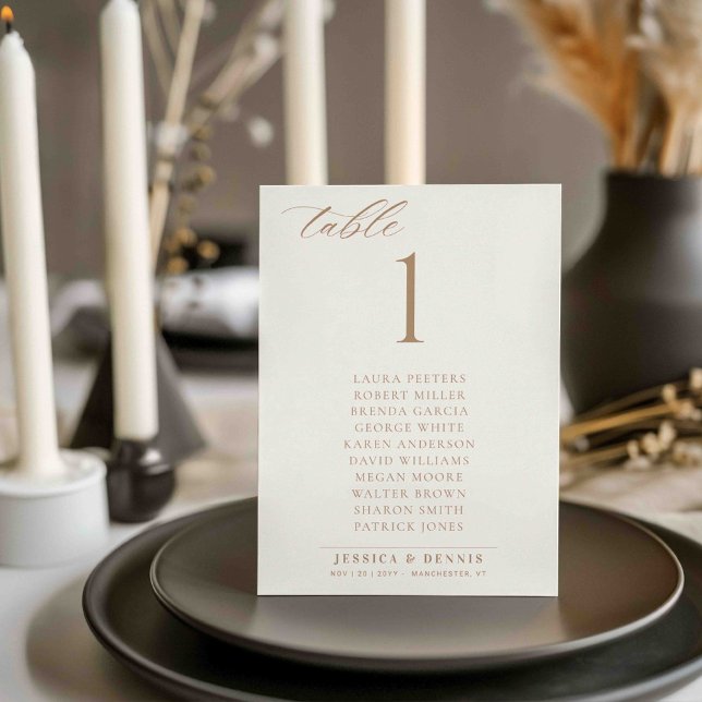 Minimal Elegant Script Wedding Table Seating Card (Creator Uploaded)