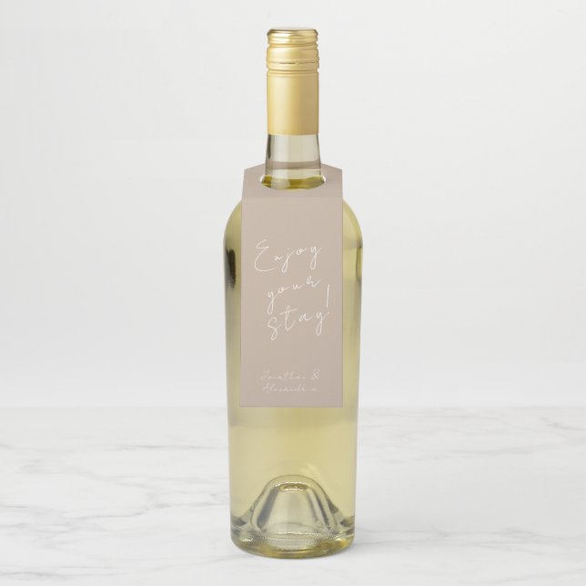 Minimal Elegant Script Welcome Message Bottle Tag (On Bottle)