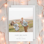 Minimal Elegant Simple | Christmas Family Photo Holiday Card<br><div class="desc">A stylish minimal photo holiday card with classic typography "Happy Holidays" in black on a clean simple minimalist white background and a soft dove grey feature colour on the reverse. The photo, holiday greeting and name can be easily customised for a personal touch. A simple, minimalist and contemporary christmas design...</div>