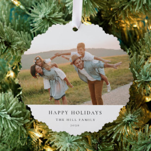 Minimal Elegant Simple   Christmas Family Photo Tree Decoration Card