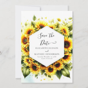 Minimal Elegant Sunflower Wedding Save The Date