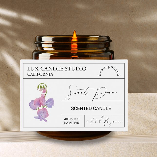 Minimal Elegant Sweet Pea Candle Jar Label (Creator Uploaded)