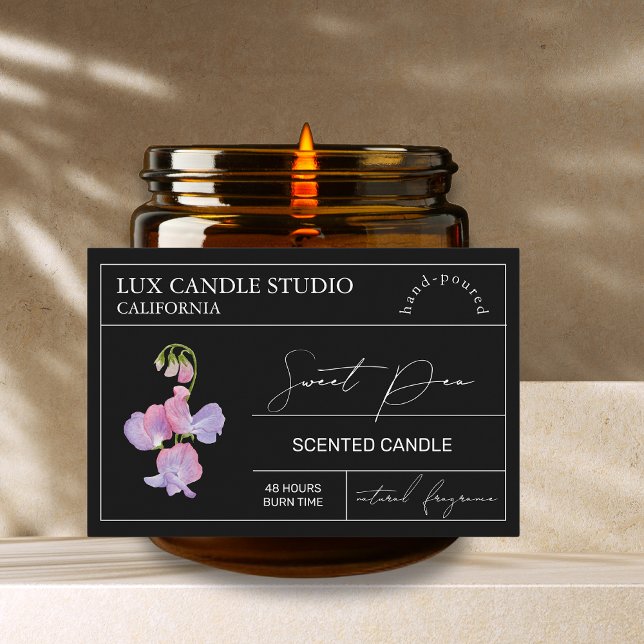 Minimal Elegant Sweet Pea Candle Jar Label (Creator Uploaded)