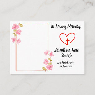 Minimal Elegant Sympathy Floral Photo Prayer Card