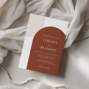 Minimal Elegant Terracotta Bohemian Arch Wedding Invitation