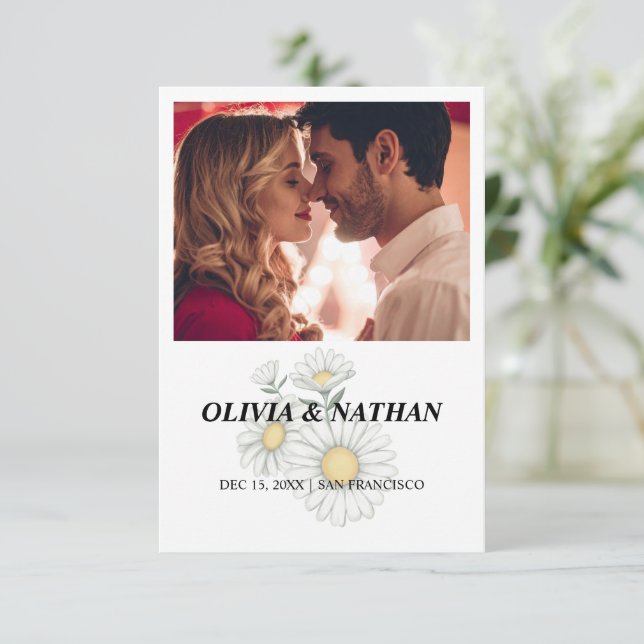 Minimal Elegant Text & Photo Design / Wedding  Save The Date (Standing Front)