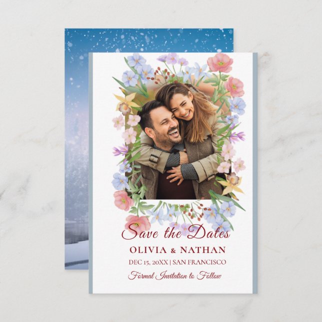 Minimal Elegant Text & Photo Design / Wedding  Save The Date (Front/Back)