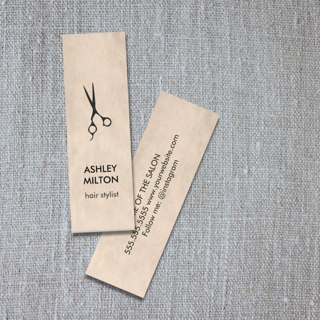 Minimal Elegant Texture Black Scissors Hair Mini Business Card (Creator Uploaded)