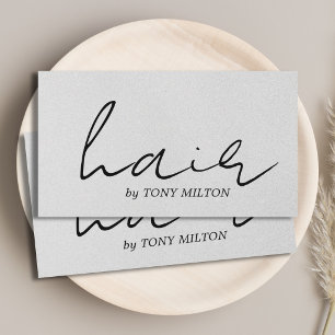 Minimal Elegant Texture Grey Bold Hair Salon Business Card