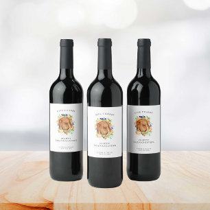 Minimal Elegant Thanksgiving Dinner Give Thanks Wine Label
