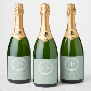 Minimal Elegant Typography Monogram Initials Sparkling Wine Label
