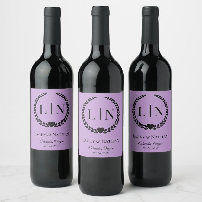 Minimal Elegant Typography Monogram Initials Wine Label (Bottles)