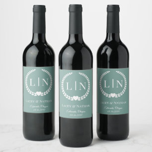 Minimal Elegant Typography Monogram Initials Wine Label