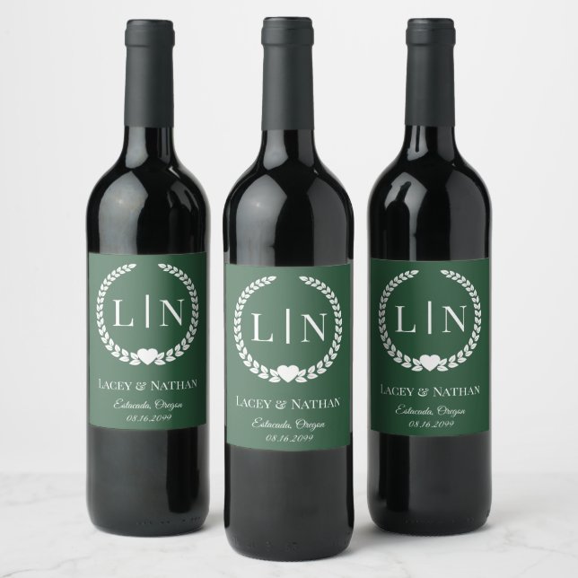 Minimal Elegant Typography Monogram Initials Wine Label (Bottles)