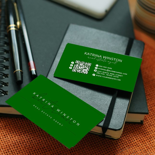 Minimal Elegant Typography QR Code Social Media Business Card (Creator Uploaded)