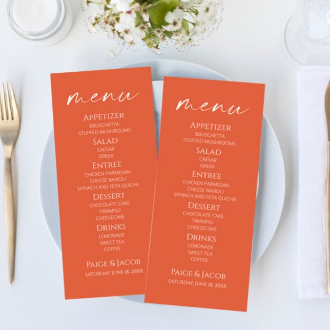 Minimal Elegant Verona Sunset Wedding Food Menu (Creator Uploaded)