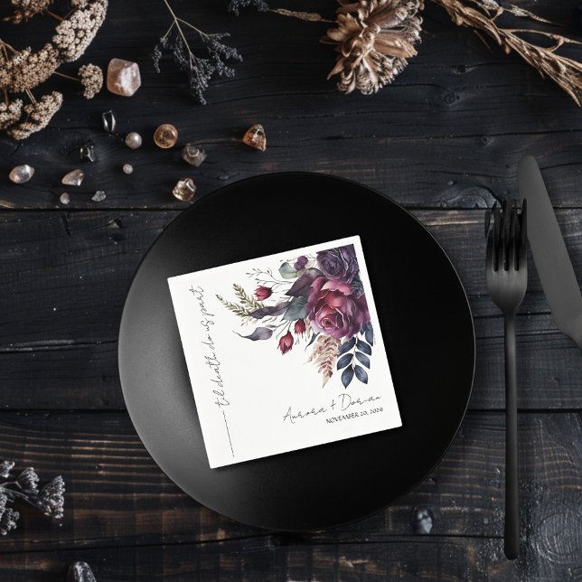 Minimal Elegant Watercolor Floral Wedding Napkin (Creator Uploaded)