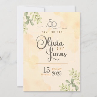 Minimal Elegant Watercolor Wedding Invitation