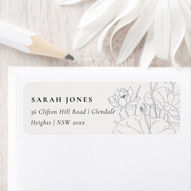 Minimal Elegant Waterlily Floral Sketch Address (Insitu)