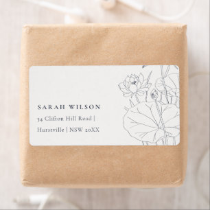 Minimal Elegant Waterlily Floral Sketch Address
