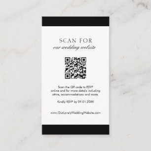 Minimal Elegant Website Modern QR Code Wedding Enclosure Card