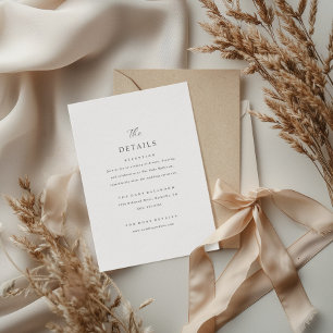 Minimal Elegant Wedding Details Information Enclosure Card