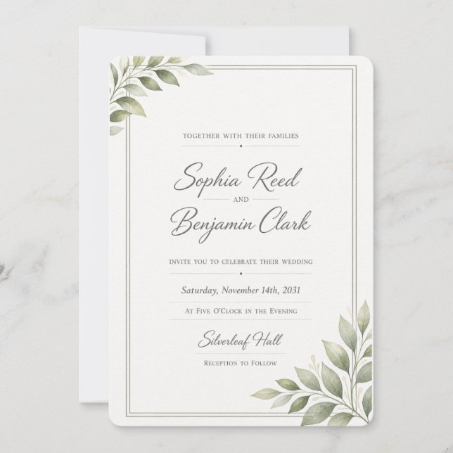 Minimal Elegant Wedding Invitation Template (Front)