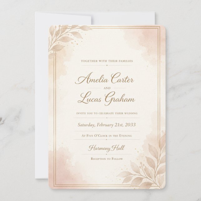 Minimal Elegant Wedding Invitation Template (Front)