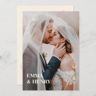 Minimal Elegant Wedding Invitation with Bride & Gr