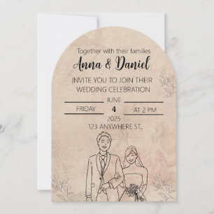 Minimal Elegant Wedding Invitation with Line Art C